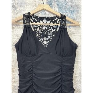 Vintage Y2K Taboo Black Bodycon Dress Medium Fairy Goth Lace Back